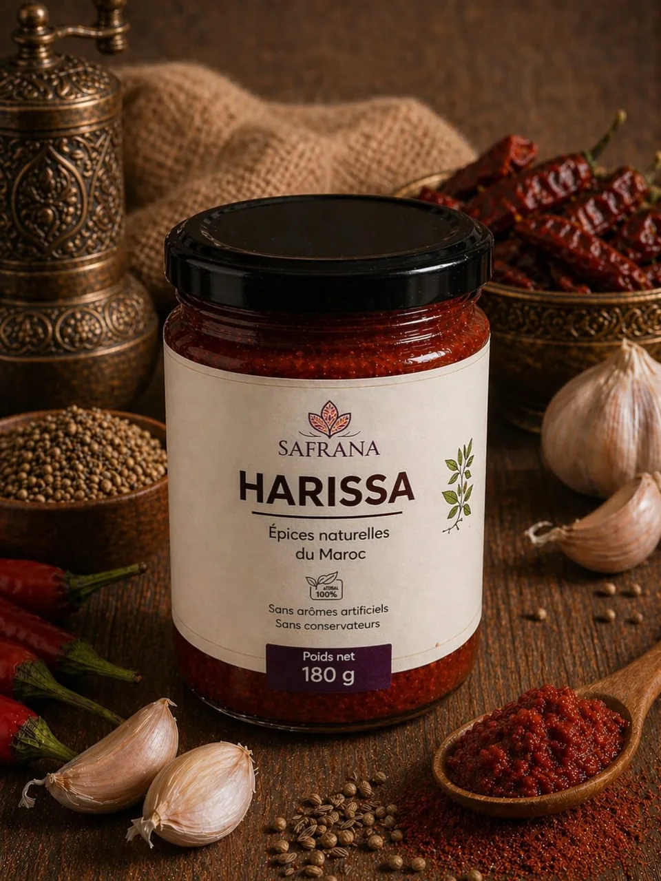 Harissa marocaine et piments frais, Safrana
